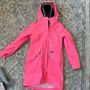 Neon pink Raincoat with hoodie
